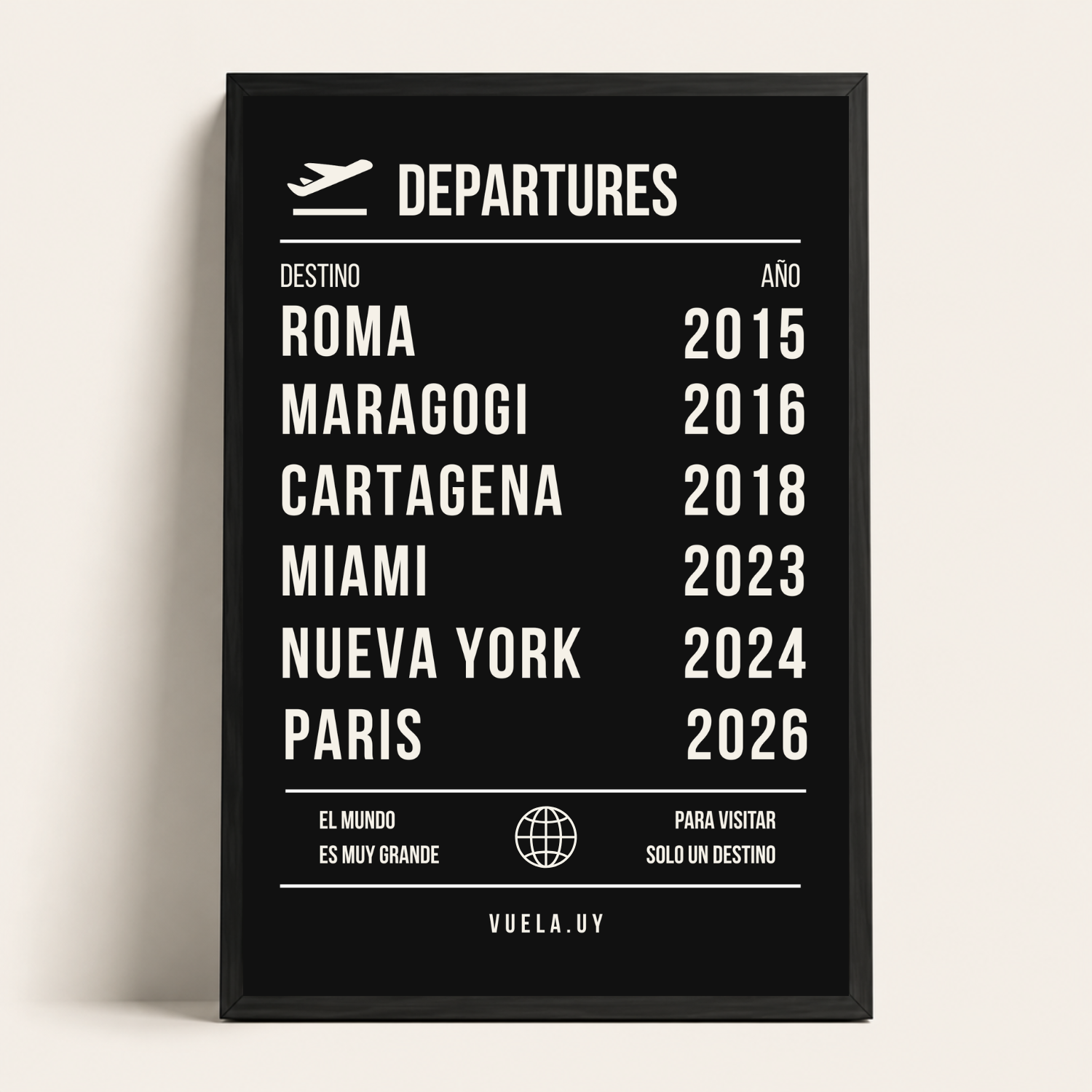Cuadro Departures Personalizado