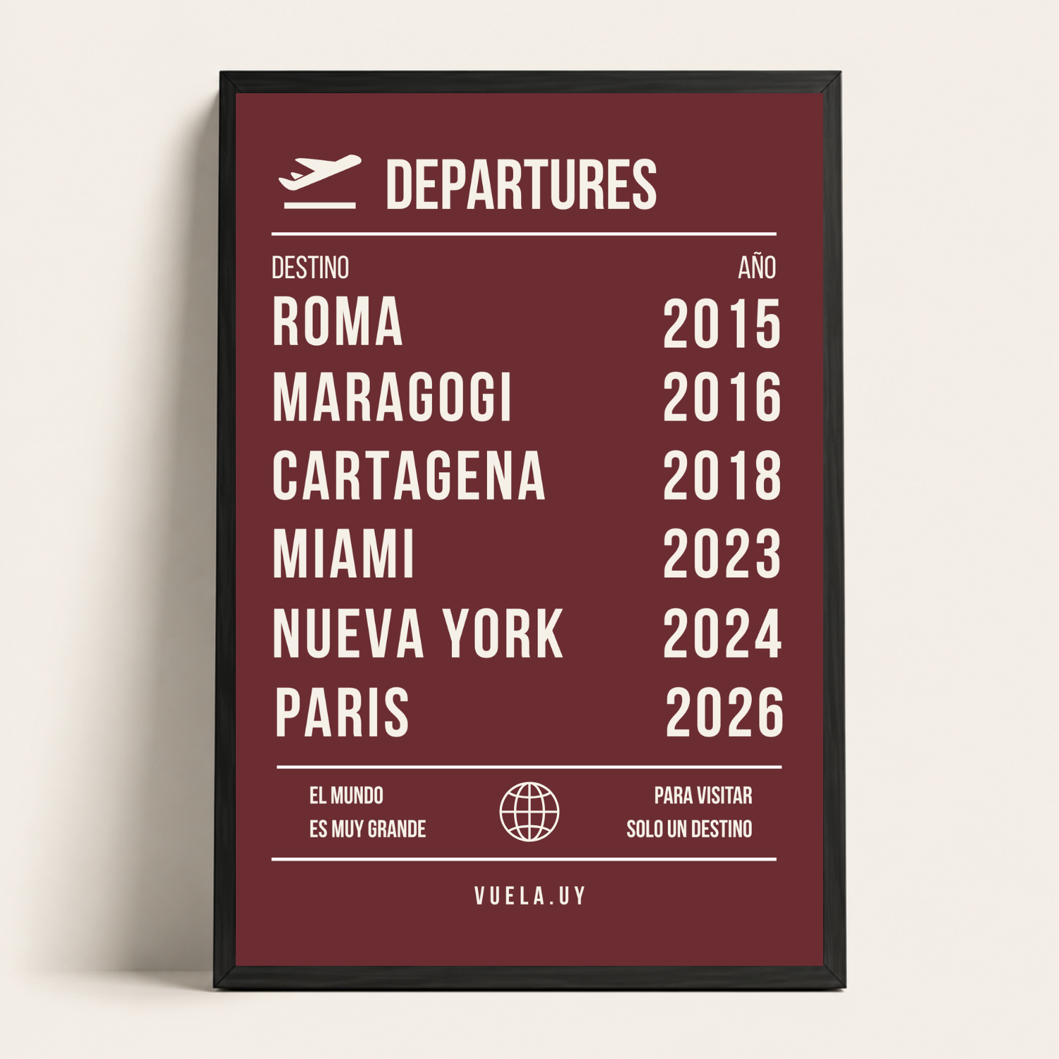 Cuadro Departures Personalizado