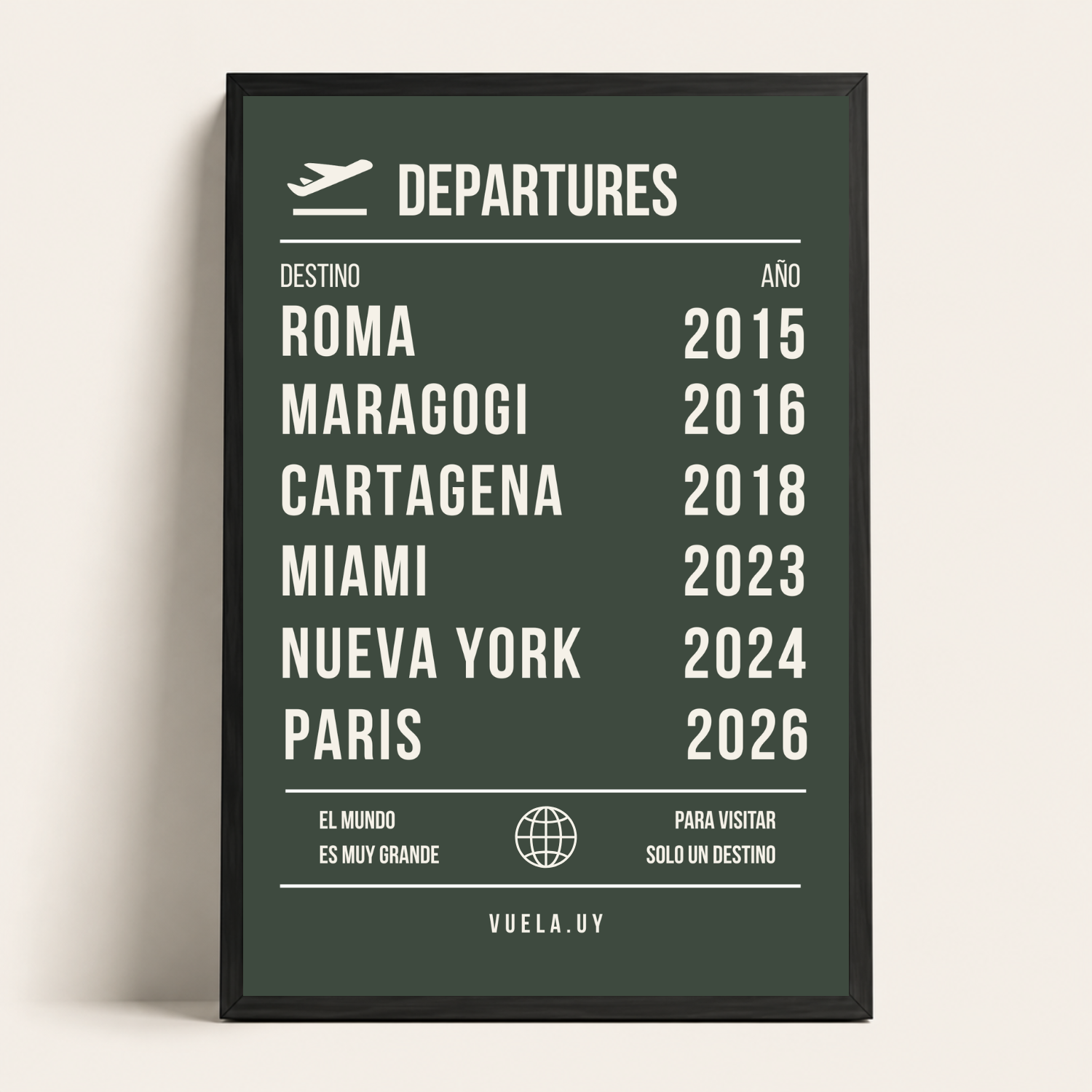 Cuadro Departures Personalizado