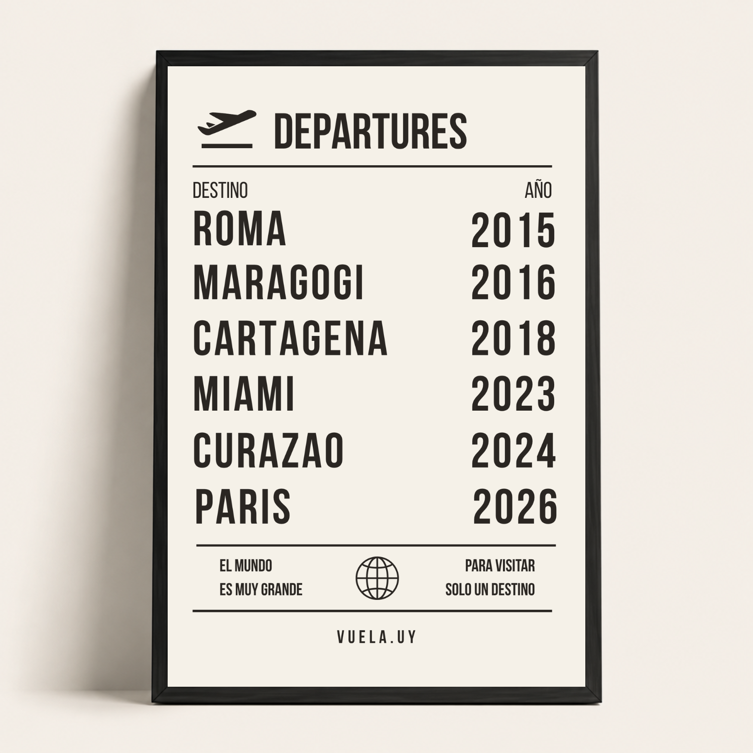 Cuadro Departures Personalizado