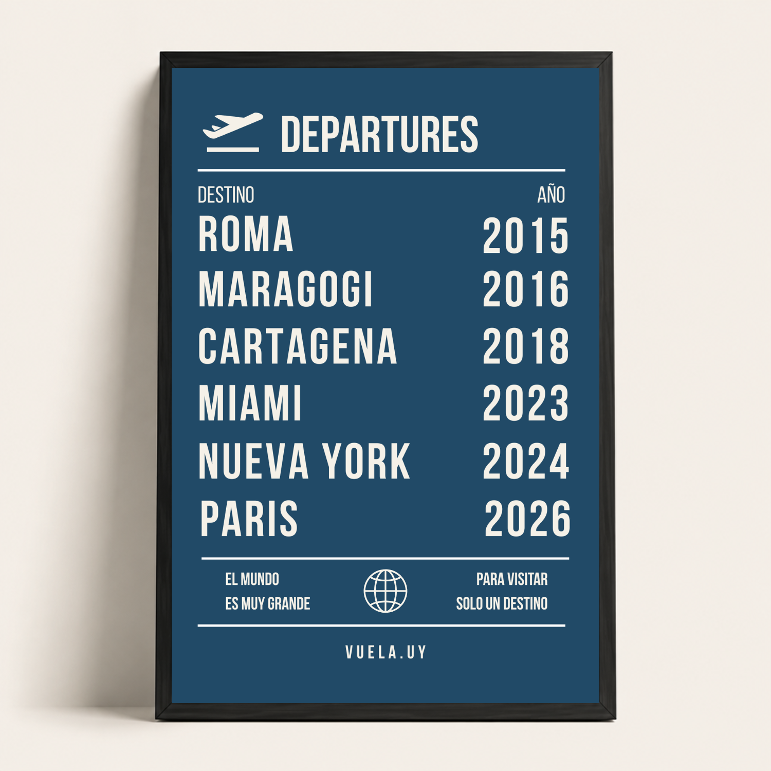 Cuadro Departures Personalizado